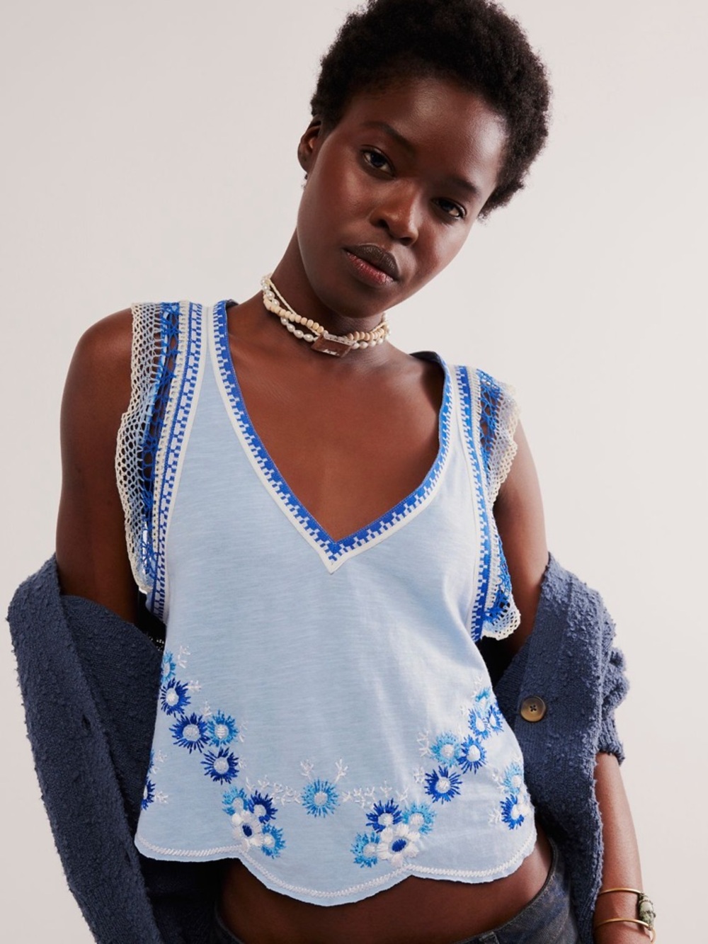 Free People Madden Embroidered Top NWT